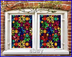 3D Color Snowflake N34 Window Film Print Sticker Cling Stained Glass UV Block Am