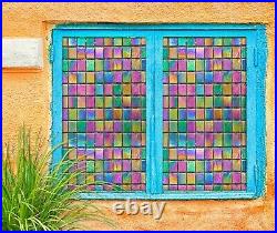 3D Color Square A340 Window Film Print Sticker Cling Stained Glass UV Zoe