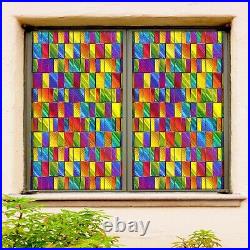3D Color Square B176 Window Film Print Sticker Cling Stained Glass UV Block Zoe