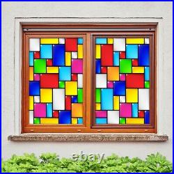 3D Color Square D04 Window Film Print Sticker Cling Stained Glass UV Block An