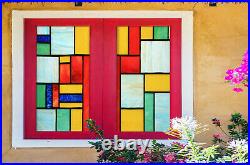 3D Color Square ZHUA140 Window Film Print Sticker Cling Stained Glass UV