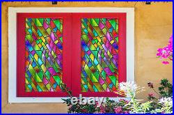 3D Color Square ZHUB398 Window Film Print Sticker Cling Stained Glass UV Block