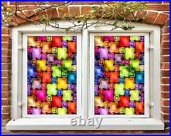3D Color Squares D520 Window Film Print Sticker Cling Stained Glass UV Block Amy