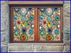 3D Color Stone A949 Window Film Print Sticker Cling Stained Glass UV Sinsin