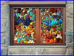 3D Color Stones I513 Window Film Print Sticker Cling Stained Glass UV Block Amy