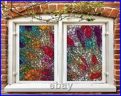 3D Color Stones P184 Window Film Print Sticker Cling Stained Glass UV Block Su