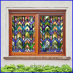 3D Color Stripes ZHUA177 Window Film Print Sticker Cling Stained Glass UV