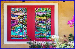 3D Color Stripes ZHUA364 Window Film Print Sticker Cling Stained Glass UV