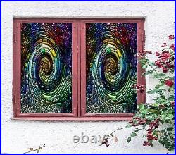3D Color Swirl A257 Window Film Print Sticker Cling Stained Glass UV Sinsin