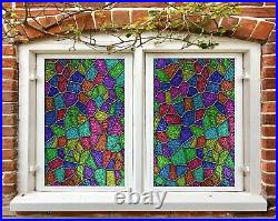 3D Color Texture B302 Window Film Print Sticker Cling Stained Glass UV Block Amy