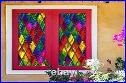 3D Color Texture D634 Window Film Print Sticker Cling Stained Glass UV Block Amy
