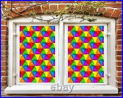 3D Color Triangle A364 Window Film Print Sticker Cling Stained Glass UV Zoe