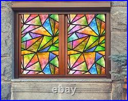 3D Color Triangle B04 Window Film Print Sticker Cling Stained Glass UV Block Sin