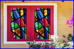 3D Color Triangle Glass ZHUA776 Window Film Print Sticker Cling Stained Glass UV