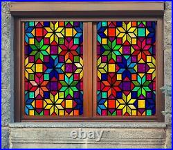 3D Color Triangle ZHU048 Window Film Print Sticker Cling Stained Glass UV Zoe