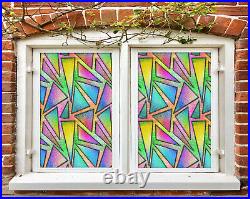 3D Color Triangle ZHUA714 Window Film Print Sticker Cling Stained Glass UV