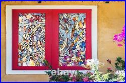 3D Color Vortex D582 Window Film Print Sticker Cling Stained Glass UV Block Amy
