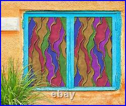 3D Color Wave A216 Window Film Print Sticker Cling Stained Glass UV Zoe