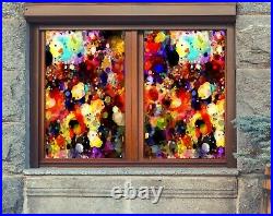 3D Color Wave I159 Window Film Print Sticker Cling Stained Glass UV Block Ang