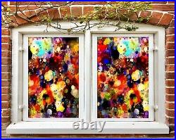 3D Color Wave I159 Window Film Print Sticker Cling Stained Glass UV Block Ang