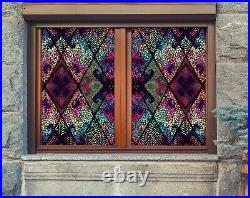 3D Color Wave Po I149 Window Film Print Sticker Cling Stained Glass UV Block Ang