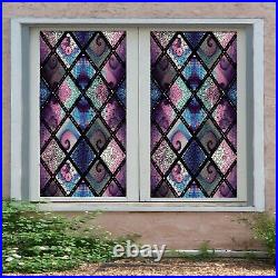 3D Color Wave Poi D206 Window Film Print Sticker Cling Stained Glass UV Block An