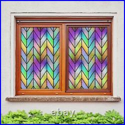 3D Color Waves B604 Window Film Print Sticker Cling Stained Glass UV Block Amy