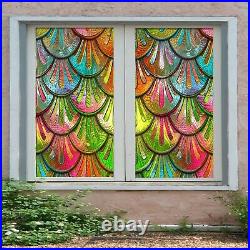 3D Colored 584NAN Window Film Print Sticker Cling Stained Glass UV Block Fay