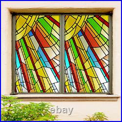 3D Colored Ceiling ZHUB25 Window Film Print Sticker Cling Stained Glass UV Block