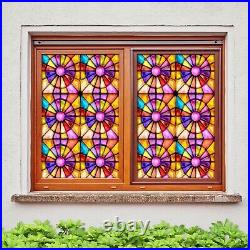 3D Colored Circle N23 Window Film Print Sticker Cling Stained Glass UV Block Amy