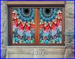 3D Colored Diamo I128 Window Film Print Sticker Cling Stained Glass UV Block Ang