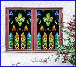 3D Colored Diamo I134 Window Film Print Sticker Cling Stained Glass UV Block Ang