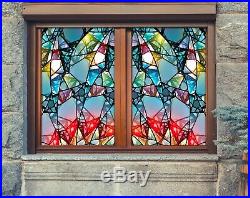 3D Colored Diamon D127 Window Film Print Sticker Cling Stained Glass UV Block An