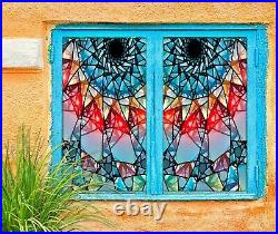 3D Colored Diamon D128 Window Film Print Sticker Cling Stained Glass UV Block An
