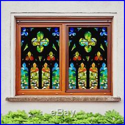 3D Colored Diamon D134 Window Film Print Sticker Cling Stained Glass UV Block An