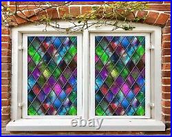3D Colored Diamond A577 Window Film Print Sticker Cling Stained Glass UV Zoe