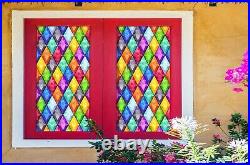 3D Colored Diamond R081 Window Film Print Sticker Cling Stained Glass UV Sunday