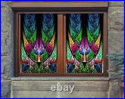 3D Colored Feather B026 Window Film Print Sticker Cling Stained Glass UV Zoe