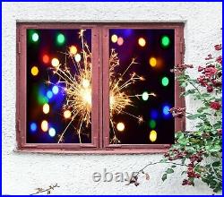 3D Colored Firew I203 Window Film Print Sticker Cling Stained Glass UV Block Ang
