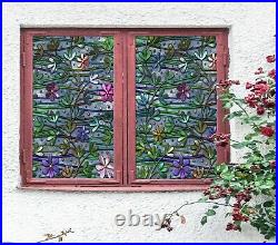 3D Colored Flower A194 Window Film Print Sticker Cling Stained Glass UV Zoe