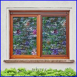 3D Colored Flower B195 Window Film Print Sticker Cling Stained Glass UV Zoe