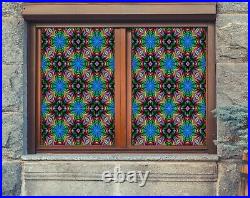 3D Colored Flower D124 Window Film Print Sticker Cling Stained Glass UV Block An