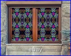 3D Colored Flower I35 Window Film Print Sticker Cling Stained Glass UV Block Ang