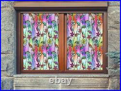 3D Colored Flowers A345 Window Film Print Sticker Cling Stained Glass UV Amy