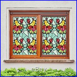 3D Colored Flowers D19 Window Film Print Sticker Cling Stained Glass UV Block An