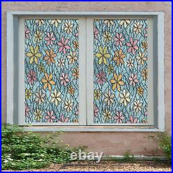 3D Colored Flowers ZHUA595 Window Film Print Sticker Cling Stained Glass UV