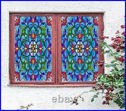 3D Colored Flowers ZHUA814 Window Film Print Sticker Cling Stained Glass UV