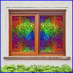 3D Colored Ice B625 Window Film Print Sticker Cling Stained Glass UV Block Amy