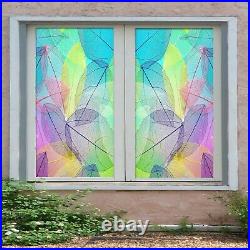 3D Colored Leave I135 Window Film Print Sticker Cling Stained Glass UV Block Ang