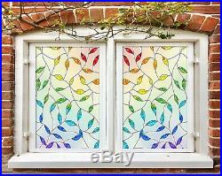 3D Colored Leaves A111 Window Film Print Sticker Cling Stained Glass UV Zoe